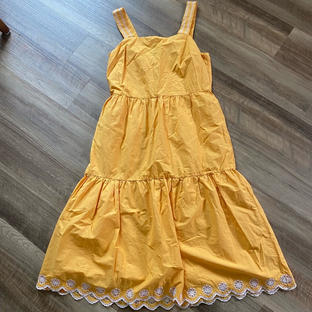 Yellow midi dress, J Crew, size 4
